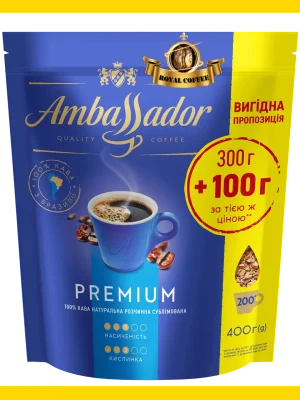 Кава розчинна Ambassador Premium, пакет 400г.