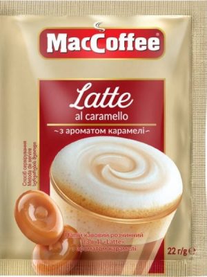 Кавовий напій 3в1 MacCoffee Latte з ароматом карамелі 22 г x 20 шт