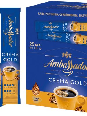 Кава розчинна Ambassador Crema Gold 3в1, стік 1,8г *25